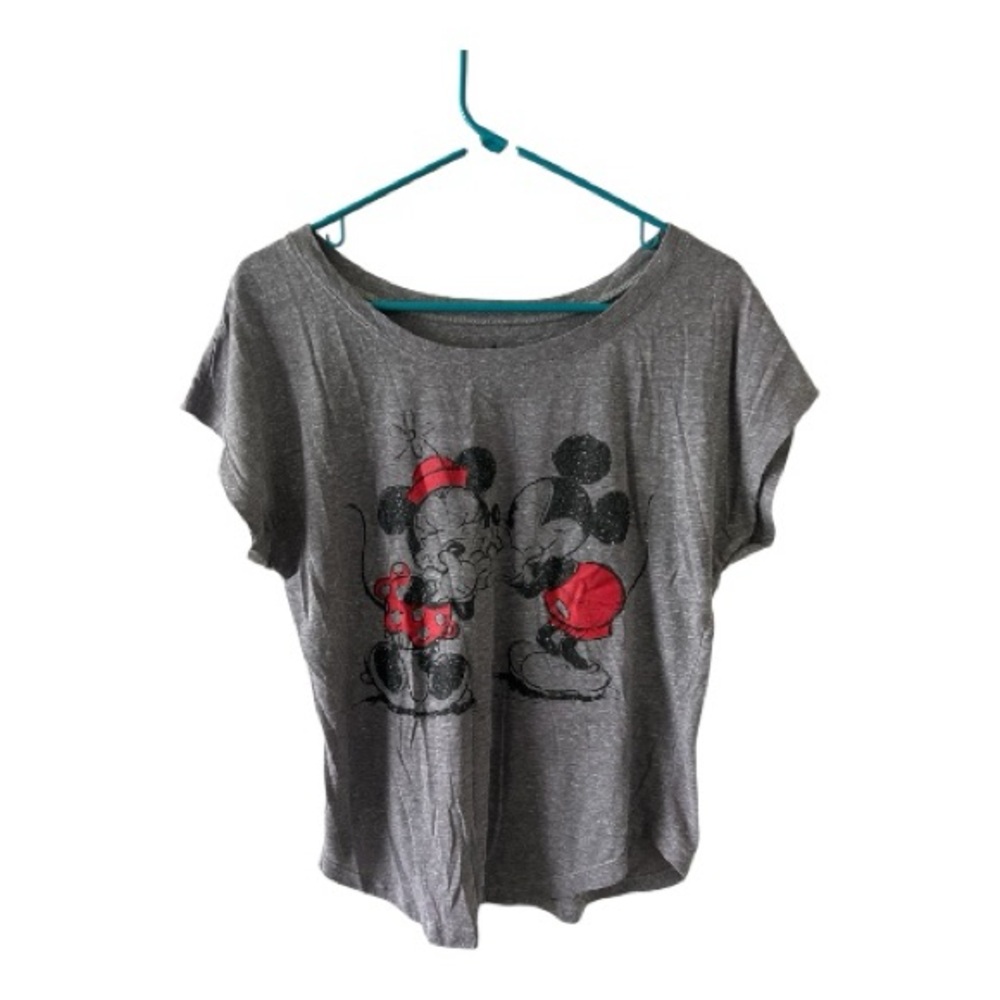 Disney Parks Mickey & Minnie Graphic Tee Gray Women’s Size Large